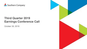 Third Quarter 2019  Earnings Conference Call  October 30, 2019  Cautionary Note Regarding