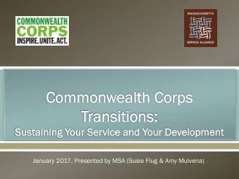 January 2017, Presented by MSA (Susie Flug &amp; Amy Mulvena)  To celebrate and reflect