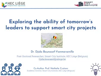 Exploring the ability of tomorrows  leaders to support smart city projects  Dr. Djida