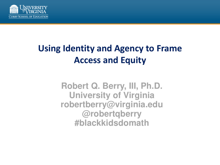 using identity and agency to frame