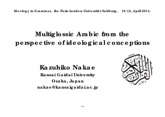 Multiglossic  Ar  abic  fr  om the  pe r  spe c tive  of ide ologic al c onc e ptions  Kazuhiko