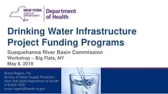 Drinking Water Infrastructure  Project Funding Programs  Susquehanna River Basin Commission
