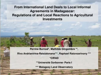 From International Land Deals to Local Informal  Agreements in Madagascar:  Regulations of and