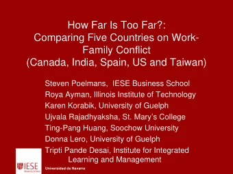 How Far Is Too Far?:  Comparing Five Countries on Work-  Family Conflict  (Canada, India, Spain, US