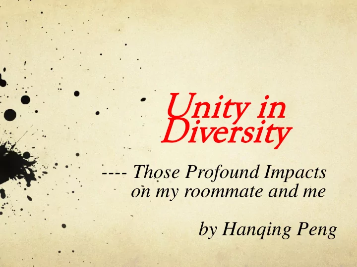 un unity in in div iversit ity
