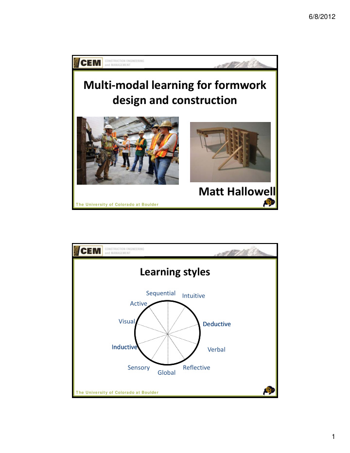 multi modal learning for formwork design and construction