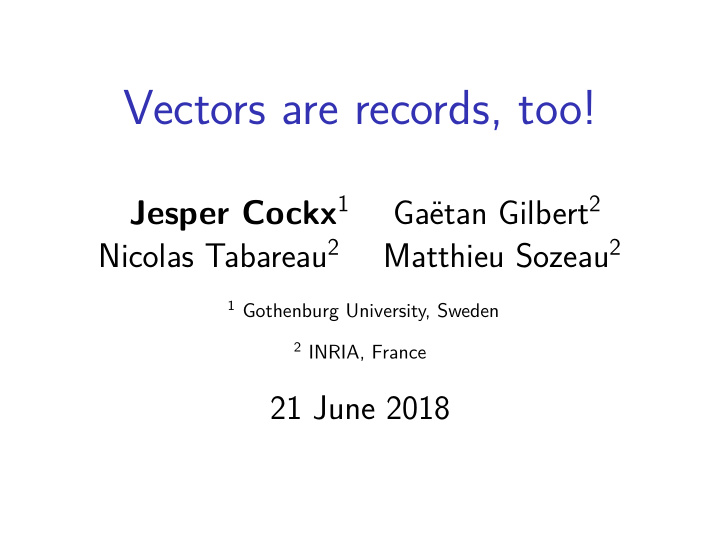 vectors are records too