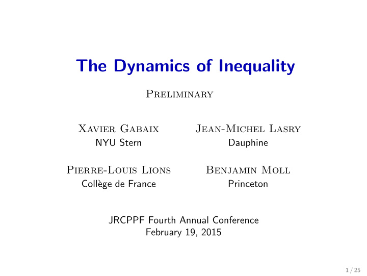 the dynamics of inequality