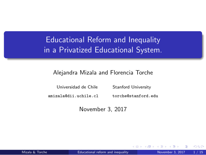 educational reform and inequality in a privatized