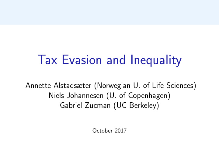 tax evasion and inequality