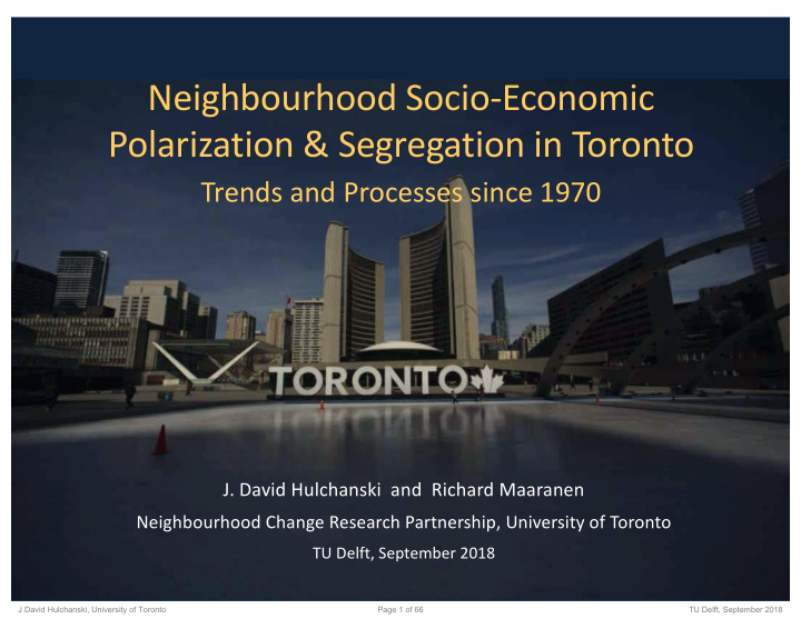 neighbourhood socio economic polarization segregation in
