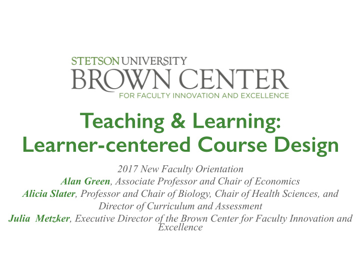 teaching learning learner centered course design