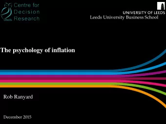 The psychology of inflation  Rob Ranyard  December 2015  Introduction  Money  a scale of