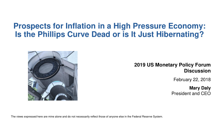 prospects for inflation in a high pressure economy