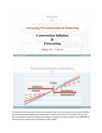 For purposes of this discussion Inflation and Escalation refer to the same type of cost increase.