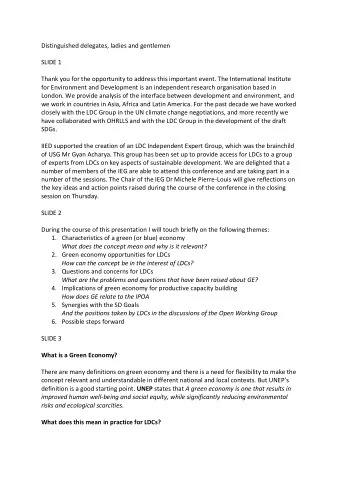 Distinguished delegates, ladies and gentlemen  SLIDE 1  Thank you for the opportunity to address