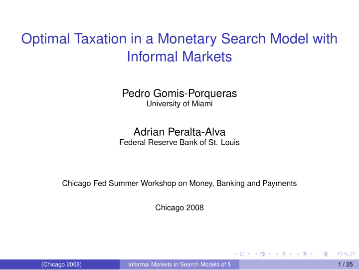 optimal taxation in a monetary search model with informal