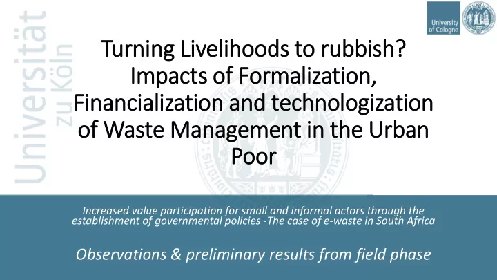 turning liv ivelihoods to rubbish