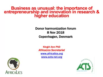 higher education  Donor ha  harmonization f  forum  8 N  Nov 2  2018  Copenha  hagen, D  Denmark