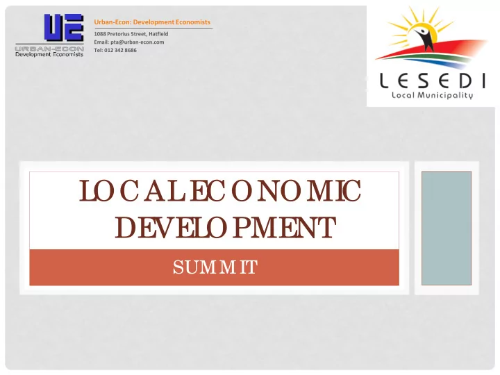 l ocal e conomi c de ve l opme nt
