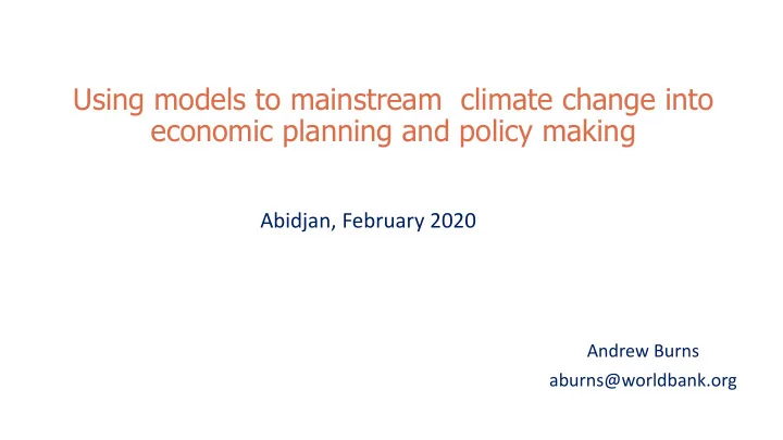 economic planning and policy making