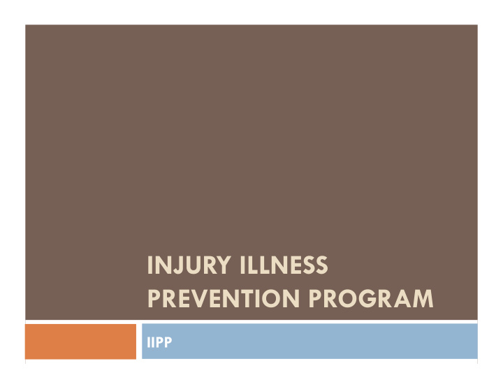 injury illness prevention program