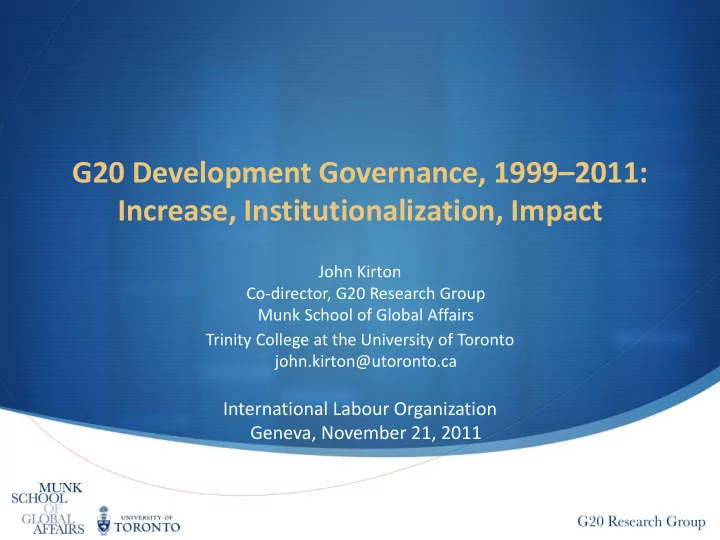 g20 development governance 1999 2011