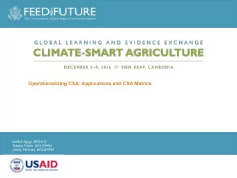 Operationalizing CSA: Applications and CSA Metrics  Moffatt Ngugi, BFS/CSI  Tatiana Pulido,