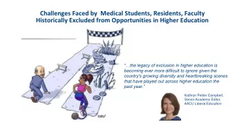 Challenges Faced by  Medical Students, Residents, Faculty  Historically Excluded from Opportunities