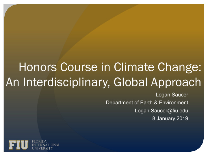 honors course in climate change an interdisciplinary