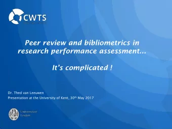 Its complicated !  Dr. Thed van Leeuwen Presentation at the University of Kent, 30 th May 2017