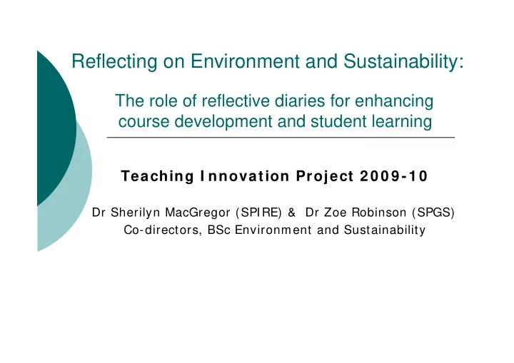 reflecting on environment and sustainability