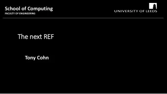 The next  xt REF  Tony Cohn  What do we know about the next  xt REF so far?  Stern review of REF