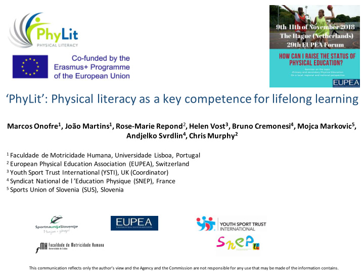 phylit physical literacy as a key competence for lifelong