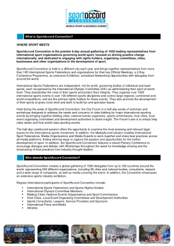 SportAccord Convention is held in a different city each year and brings together representatives