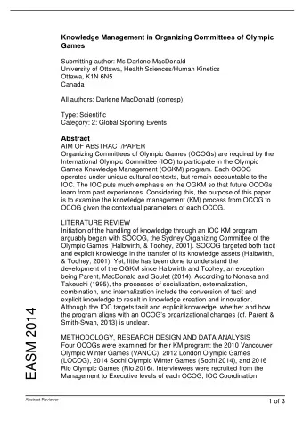 EASM 2014  the program aligns with an OCOGs organizational changes (cf. Parent &amp;