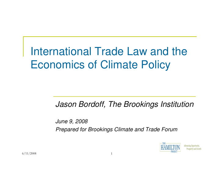 international trade law and the economics of climate