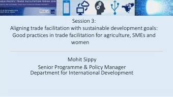 Aligning trade facilitation with sustainable development goals:  Good practices in trade