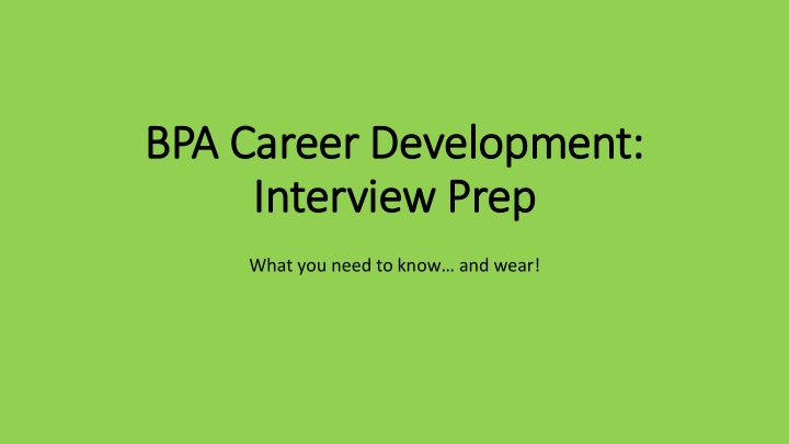 bpa career development in interview prep