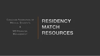 Pre-Interview  Interview  Post-Interview  CFMS Matchbook  Interview Preparation Guide  Couples