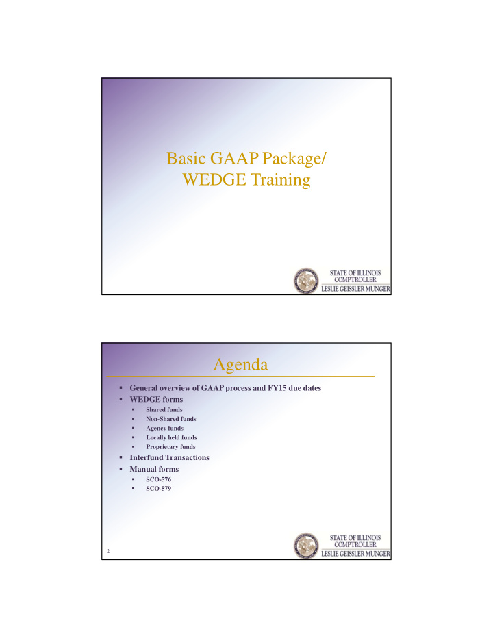 basic gaap package wedge training agenda