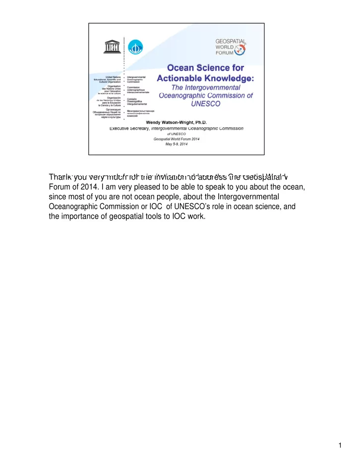 thank you very much for the invitation to address the