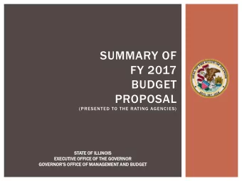 STATE OF ILLINO  NOIS  IS  EXEC  ECUTIVE  VE OFFICE  CE OF THE  E GOVERNO  ERNOR GOVERNORS