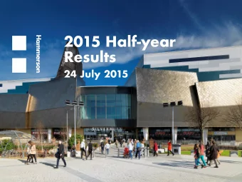 2015 Half-year  Results  24 July 2015  Agenda  01  Introduction and half-year highlights David