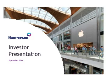 Investor  Presentation  September 2014  Disclaimer  This Presentation, which has been prepared by