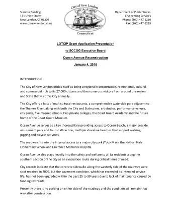 INTRODUCTION:  The City of New London prides itself as being a regional transportation,