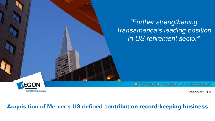 september 25 2015 acquisition of mercer s us defined