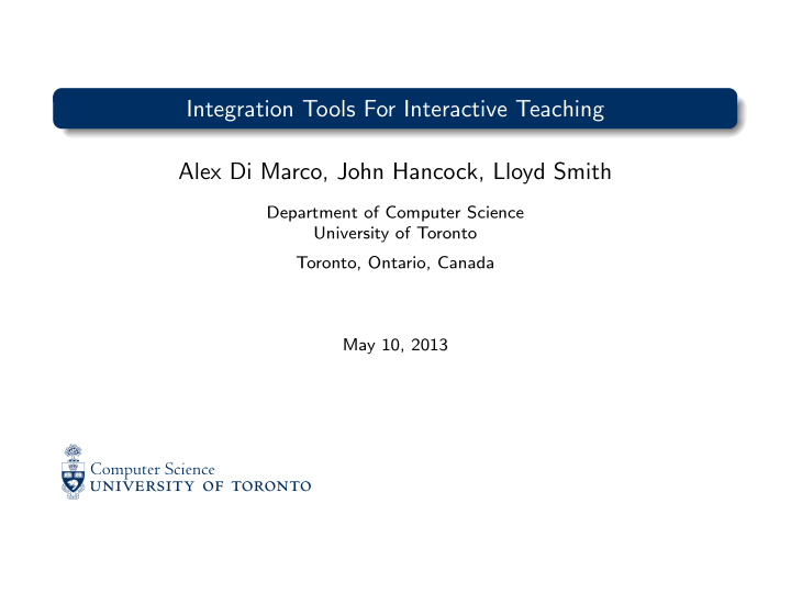 integration tools for interactive teaching alex di marco