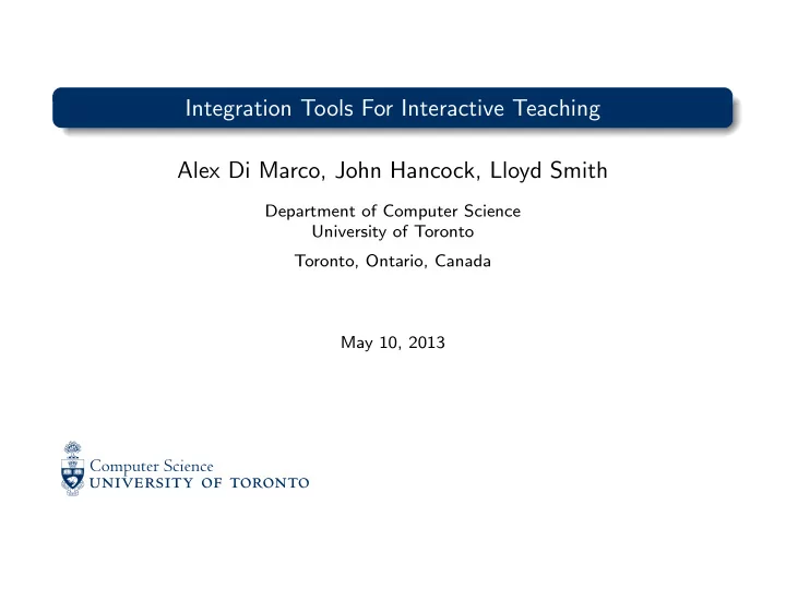 integration tools for interactive teaching alex di marco