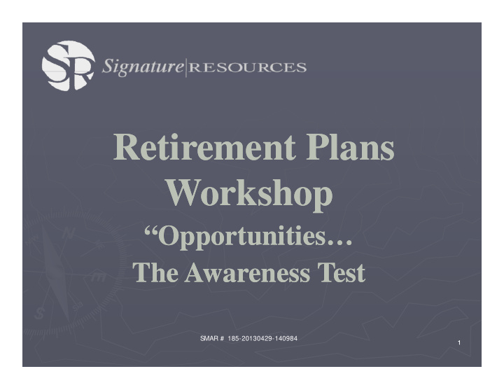 retirement plans retirement plans workshop workshop